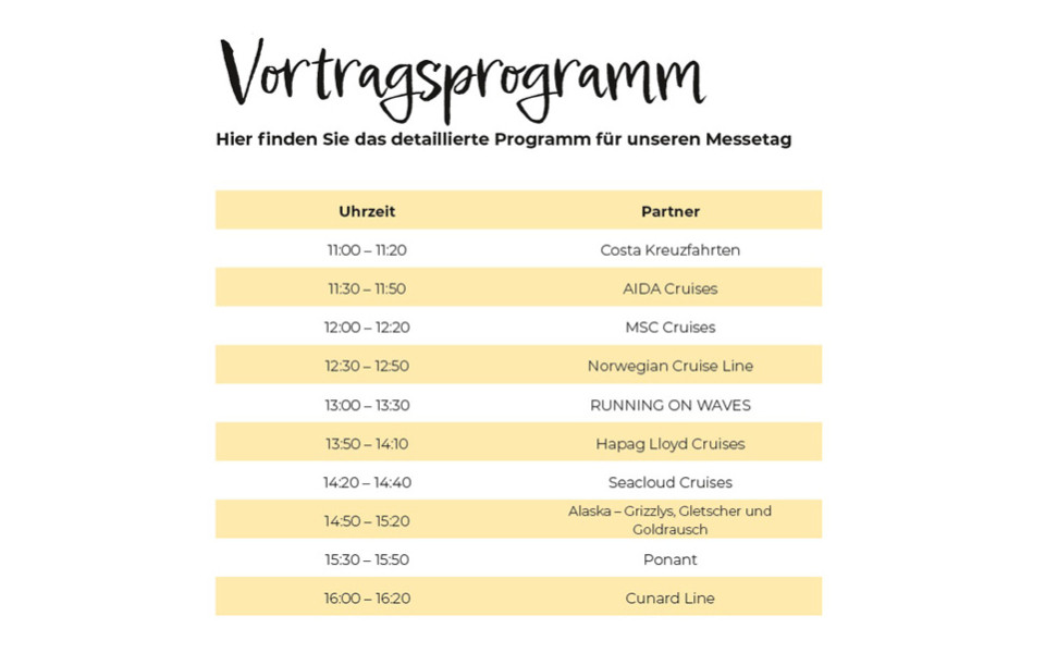 Programm Kreuzfahrtmesse