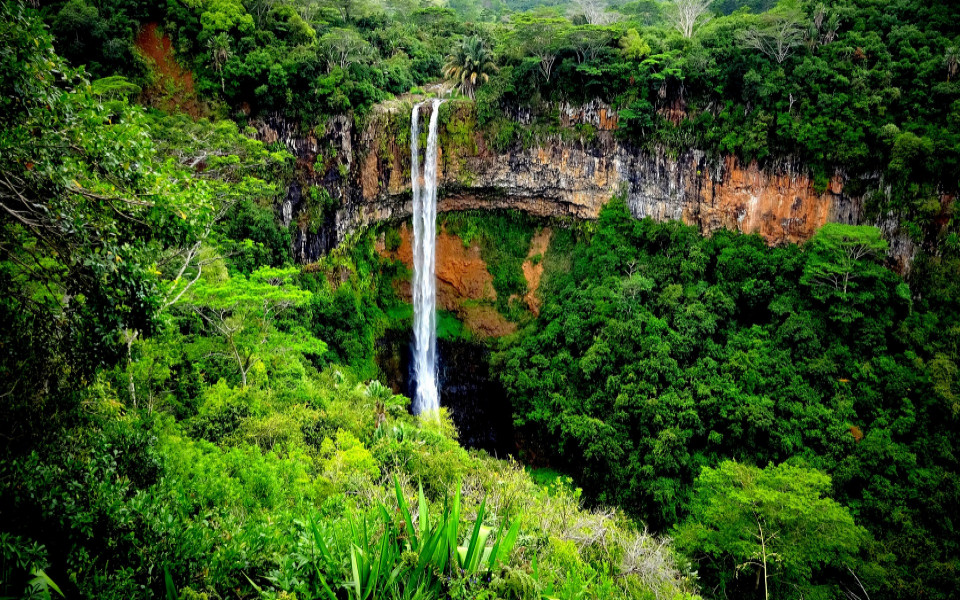 Naturlandschaft auf Mauritius mit Wasserfalls