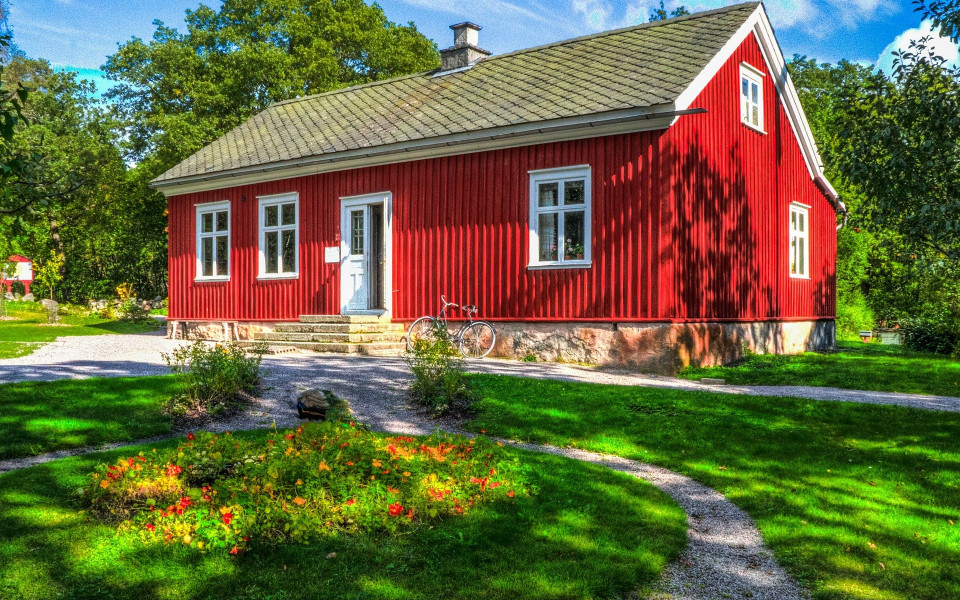 Rotes Haus in Norwegen