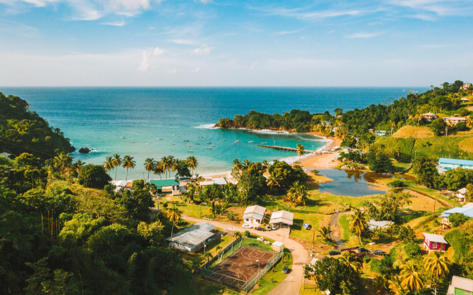 Tropische Insel Barbados mit Blick auf den goldenen Strand 